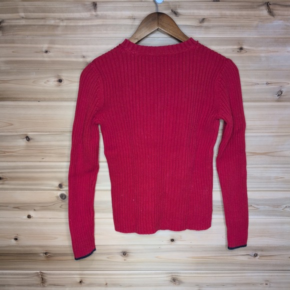 Vintage Polo Ralph Lauren Red American Flag Rib Knit Sweater Womens Small - Picture 5 of 10
